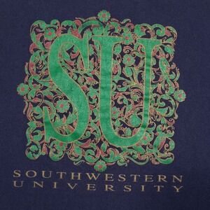 Jansport Vintage Southwestern University T Shirt Men Large Blue USA Made Captain